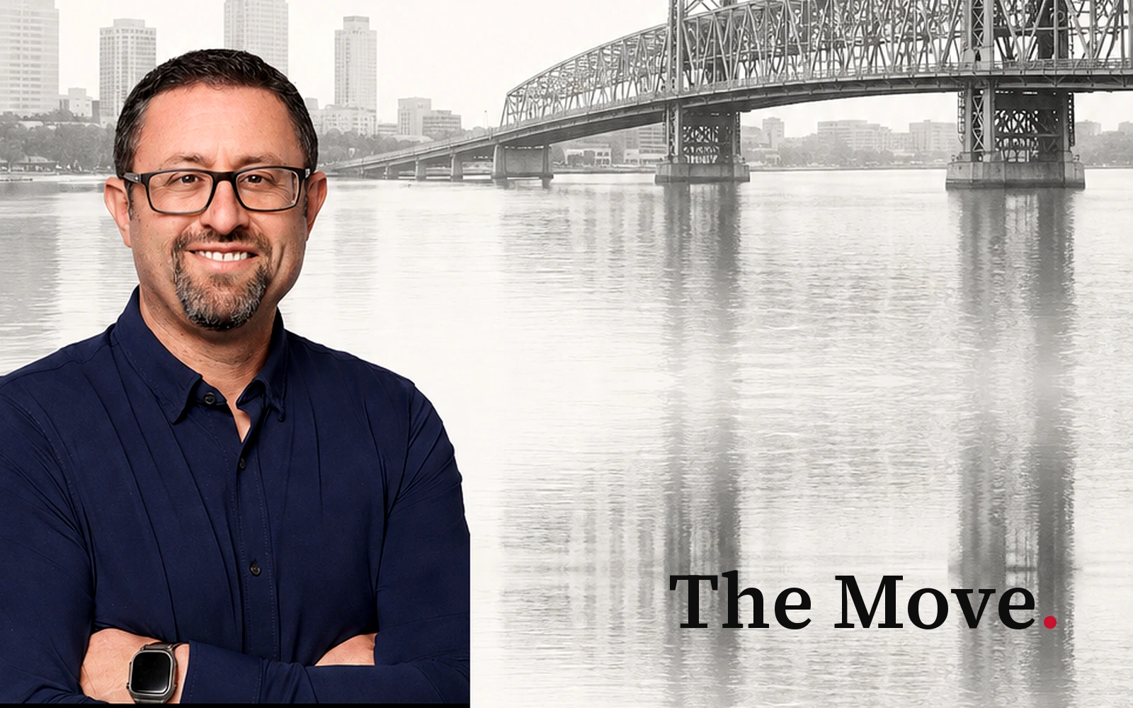 Adam Fridman with the Jacksonville Main Street Bridge behind him.