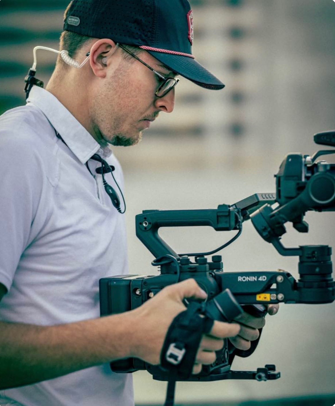 Aidan operating a Ronin 4D cinema camera