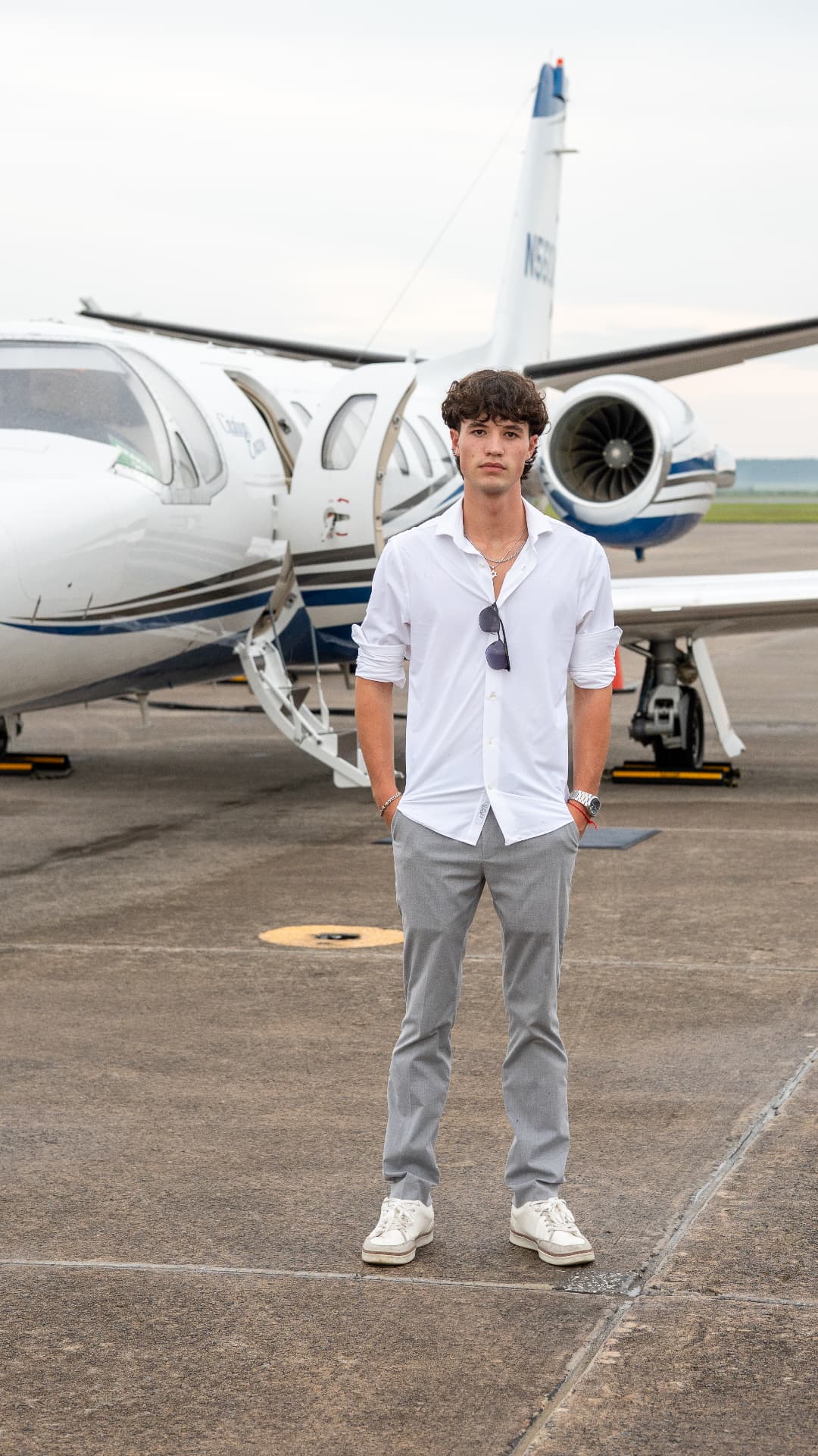 Alex Shteyn on the ramp in front of a Cessna Citation